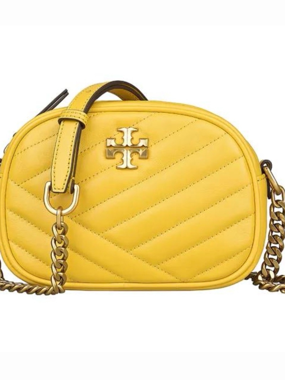 NWT Tory Burch Kira Chevron Small Camera Bag Limone Yellow $358